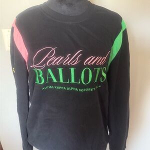 Black Sweatshirt with Pink and Green Accents